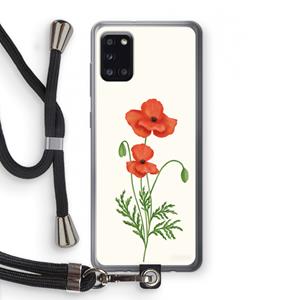 CaseCompany Red poppy: Samsung Galaxy A31 Transparant Hoesje met koord