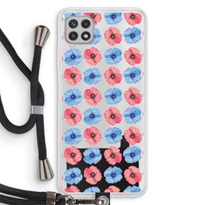CaseCompany Klaproosjes: Samsung Galaxy A22 4G Transparant Hoesje met koord