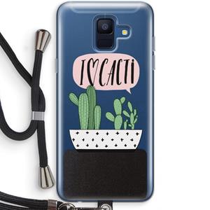 CaseCompany I love cacti: Samsung Galaxy A6 (2018) Transparant Hoesje met koord
