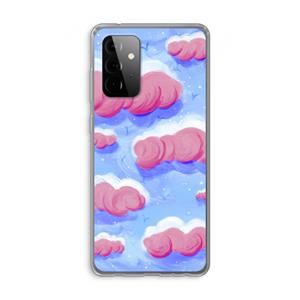 CaseCompany Roze wolken met vogels: Samsung Galaxy A72 Transparant Hoesje