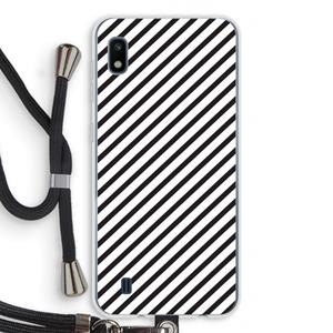 CaseCompany Strepen zwart-wit: Samsung Galaxy A10 Transparant Hoesje met koord