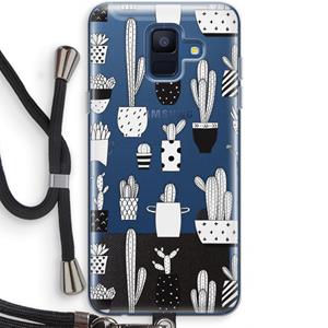 CaseCompany Cactusmotief: Samsung Galaxy A6 (2018) Transparant Hoesje met koord