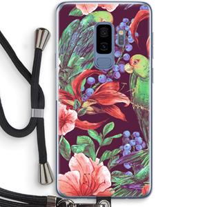 CaseCompany Papegaaien: Samsung Galaxy S9 Plus Transparant Hoesje met koord