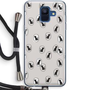 CaseCompany Miauw: Samsung Galaxy A6 (2018) Transparant Hoesje met koord