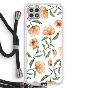 CaseCompany Peachy flowers: Samsung Galaxy A22 4G Transparant Hoesje met koord