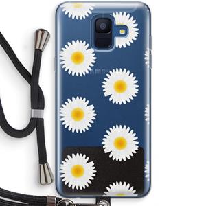 CaseCompany Margrietjes: Samsung Galaxy A6 (2018) Transparant Hoesje met koord