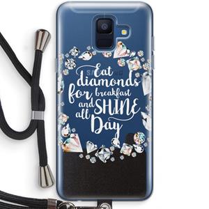 CaseCompany Diamonds: Samsung Galaxy A6 (2018) Transparant Hoesje met koord