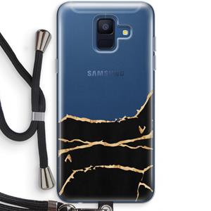 CaseCompany Gouden marmer: Samsung Galaxy A6 (2018) Transparant Hoesje met koord