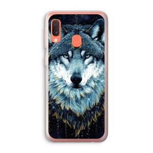 CaseCompany Darkness Wolf: Samsung Galaxy A20e Transparant Hoesje