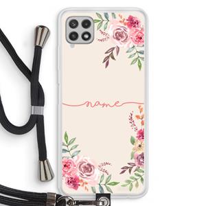 CaseCompany Rozen: Samsung Galaxy A22 4G Transparant Hoesje met koord