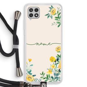 CaseCompany Gele bloemen: Samsung Galaxy A22 4G Transparant Hoesje met koord