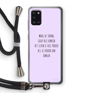 CaseCompany Sprong: Samsung Galaxy A31 Transparant Hoesje met koord