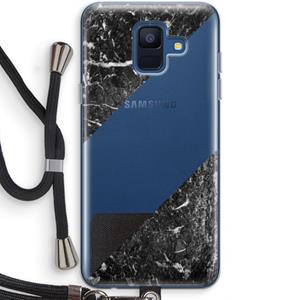 CaseCompany Zwart marmer: Samsung Galaxy A6 (2018) Transparant Hoesje met koord