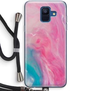 CaseCompany Roze explosie: Samsung Galaxy A6 (2018) Transparant Hoesje met koord