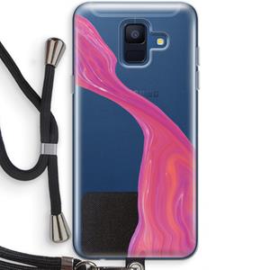 CaseCompany Paarse stroom: Samsung Galaxy A6 (2018) Transparant Hoesje met koord