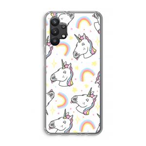 CaseCompany Rainbow Unicorn: Samsung Galaxy A32 5G Transparant Hoesje