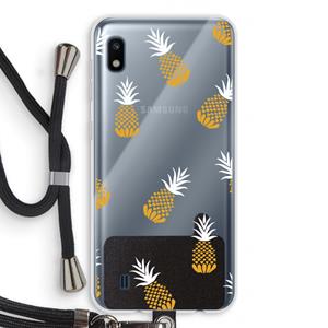 CaseCompany Ananasjes: Samsung Galaxy A10 Transparant Hoesje met koord