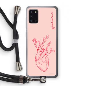 CaseCompany Blooming Heart: Samsung Galaxy A31 Transparant Hoesje met koord