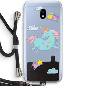 CaseCompany Vliegende eenhoorn: Samsung Galaxy J3 (2017) Transparant Hoesje met koord