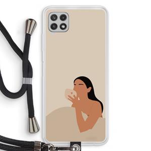 CaseCompany Fresh coffee: Samsung Galaxy A22 4G Transparant Hoesje met koord