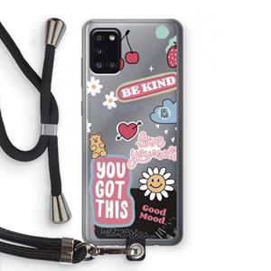 CaseCompany Positivity: Samsung Galaxy A31 Transparant Hoesje met koord