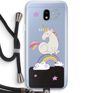 CaseCompany Regenboog eenhoorn: Samsung Galaxy J3 (2017) Transparant Hoesje met koord