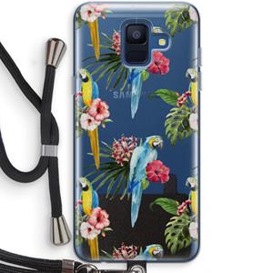 CaseCompany Kleurrijke papegaaien: Samsung Galaxy A6 (2018) Transparant Hoesje met koord