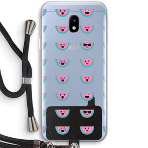 CaseCompany Smiley watermeloenprint: Samsung Galaxy J3 (2017) Transparant Hoesje met koord