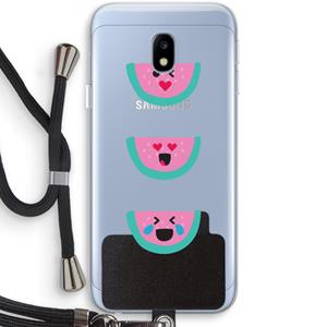 CaseCompany Smiley watermeloen: Samsung Galaxy J3 (2017) Transparant Hoesje met koord