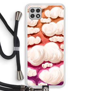 CaseCompany Katoen Wolken: Samsung Galaxy A22 4G Transparant Hoesje met koord