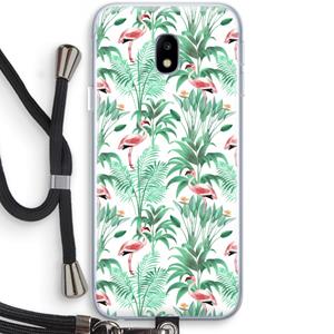CaseCompany Flamingo bladeren: Samsung Galaxy J3 (2017) Transparant Hoesje met koord