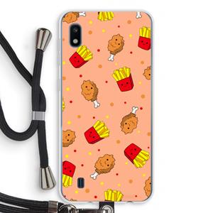CaseCompany Chicken 'n Fries: Samsung Galaxy A10 Transparant Hoesje met koord