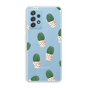 CaseCompany Cactusprint roze: Samsung Galaxy A73 Transparant Hoesje