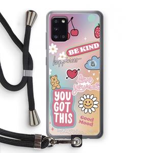 CaseCompany Positivity: Samsung Galaxy A31 Transparant Hoesje met koord