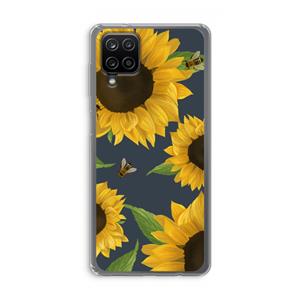 CaseCompany Sunflower and bees: Samsung Galaxy A12 Transparant Hoesje