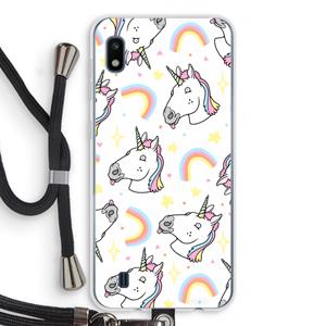 CaseCompany Rainbow Unicorn: Samsung Galaxy A10 Transparant Hoesje met koord