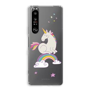 CaseCompany Regenboog eenhoorn: Sony Xperia 1 III Transparant Hoesje