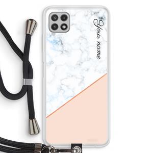 CaseCompany Marmer in stijl: Samsung Galaxy A22 4G Transparant Hoesje met koord