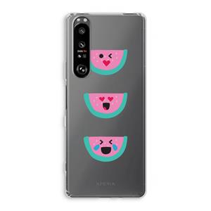 CaseCompany Smiley watermeloen: Sony Xperia 1 III Transparant Hoesje