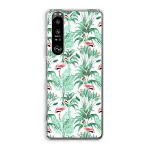 CaseCompany Flamingo bladeren: Sony Xperia 1 III Transparant Hoesje