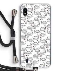 CaseCompany Zwanen: Samsung Galaxy A10 Transparant Hoesje met koord