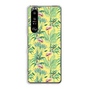 CaseCompany Flamingo party: Sony Xperia 1 III Transparant Hoesje