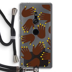 CaseCompany Hands dark: Sony Xperia XZ2 Transparant Hoesje met koord