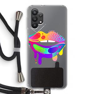 CaseCompany Lip Palette: Samsung Galaxy A32 5G Transparant Hoesje met koord