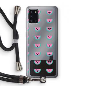 CaseCompany Smiley watermeloenprint: Samsung Galaxy A31 Transparant Hoesje met koord