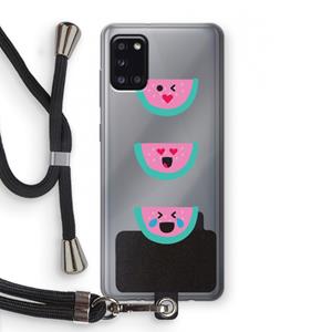 CaseCompany Smiley watermeloen: Samsung Galaxy A31 Transparant Hoesje met koord