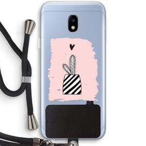 CaseCompany Zwart-wit cactus: Samsung Galaxy J3 (2017) Transparant Hoesje met koord