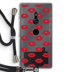 CaseCompany Lips: Sony Xperia XZ2 Transparant Hoesje met koord