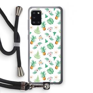 CaseCompany Ananas bladeren: Samsung Galaxy A31 Transparant Hoesje met koord