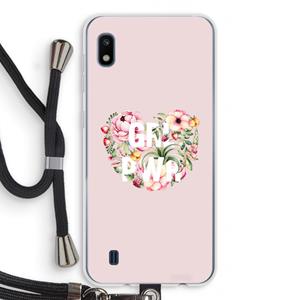 CaseCompany GRL PWR Flower: Samsung Galaxy A10 Transparant Hoesje met koord